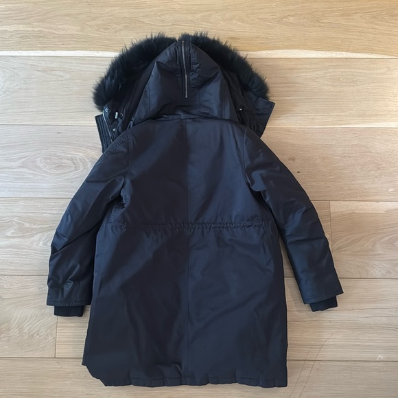 Theory - Women's Nylon Parka w/ Fur Trim Hood - Black - M - Picture 5 of 7
